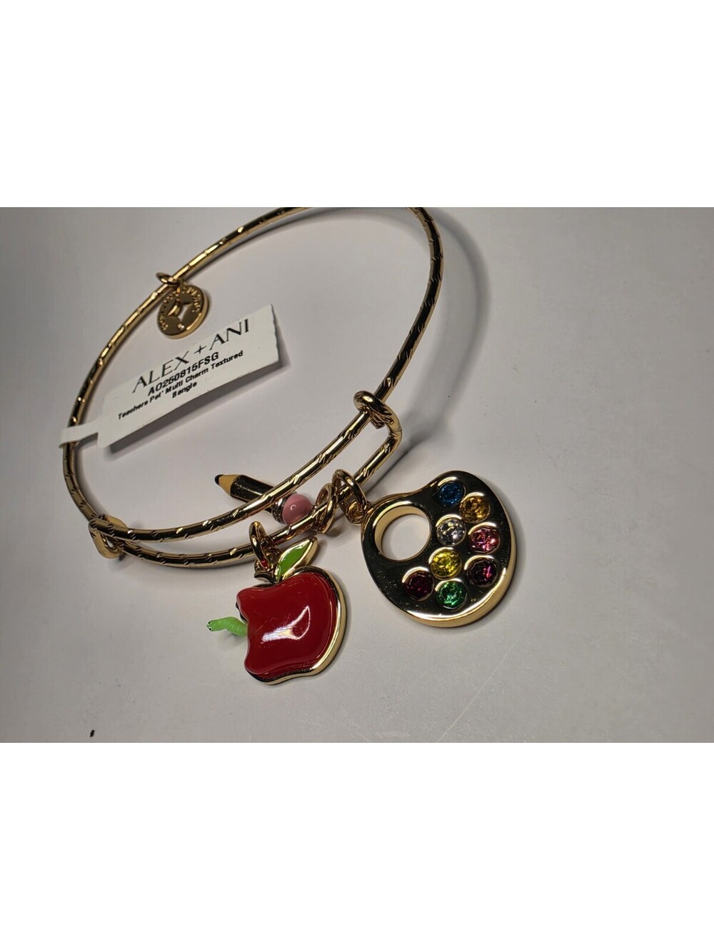 Alex & Ani  Teachers Pet Multi Charm Textured Bangle